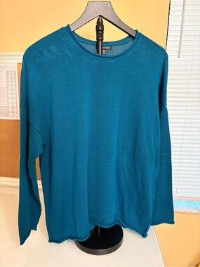 Eileen Fisher Teal Eucly Boxy Sweater